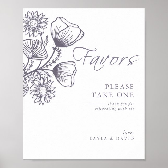 Minimalistischer Lavendel-Gastgeschenk Hochzeit-Ze Poster (Vorne)