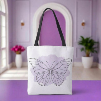 Minimalistischer Lavendel-Schmetterling-Wasserfarb Tasche