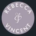 Minimalistischer Lavender Hochzeit Personalisierte Runder Aufkleber<br><div class="desc">Diese personalisierten, neutralen Hochzeitsaufkleber sind eine schöne Ergänzung zu jeder Hochzeitsfeier. Diese individuell anpassbaren Aufkleber sind so konzipiert, dass sie Ihren Gastgeschenke Hochzeiten eine persönliche Touch hinzufügen oder Dankesgeschenke. Sie sind in verschiedenen Formen und Größen erhältlich. Diese Aufkleber können auch verwendet werden, um Gegenstände wie Einladungen, Umschläge oder Tischdecken Platzkarten...</div>