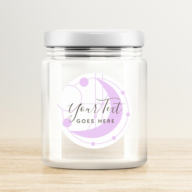 Minimalistischer Lila geometrischer Mond Runder Aufkleber (Von Creator hochgeladen)