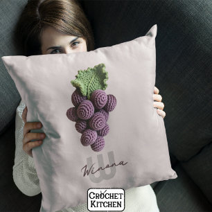 Minimalistischer Lila Oma Chic Crochet Name Kissen