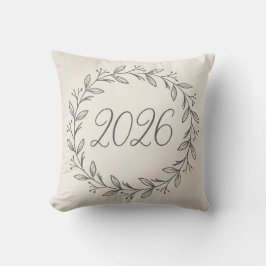 Minimalistischer Lorbeerkranz 2026 Kissen