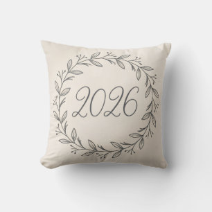 Minimalistischer Lorbeerkranz 2026 Kissen