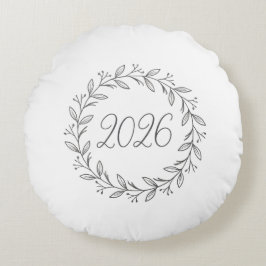 Minimalistischer Lorbeerkranz 2026 Rundes Kissen