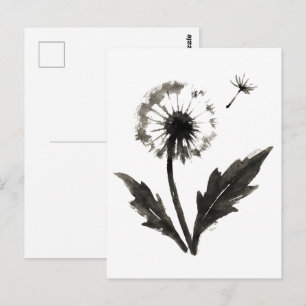 Minimalistischer Löwenzahn – Naturdesign mit Tusch Postkarte