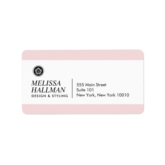 Minimalistischer Luxe-Logo-Designer Rosa Adressaufkleber (Vorne)