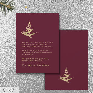 Minimalistischer Luxus Abstrakt Tree Red Gold Feiertagskarte