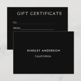 Minimalistischer Luxus-Black-Geschenkschein