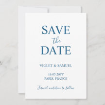 Minimalistischer Luxus Blau Hochzeit Vormerken
