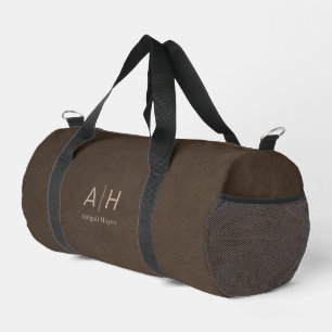 Minimalistischer Luxus Brauner Wildlederdruck Mono Duffle Bag