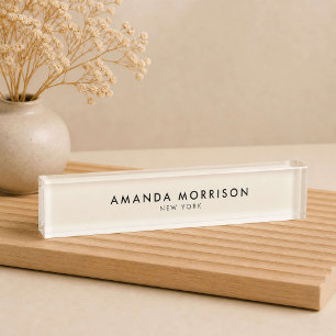 Minimalistischer Luxus Elfenbein Namensplakette