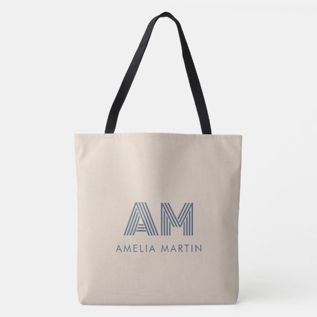 Minimalistischer Luxus Sand-Beige Monogramm Tasche (Vorderseite)