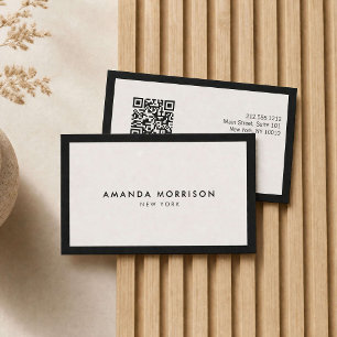 Minimalistischer Luxus Schwarz/Elfenbein QR-Code S Visitenkarte