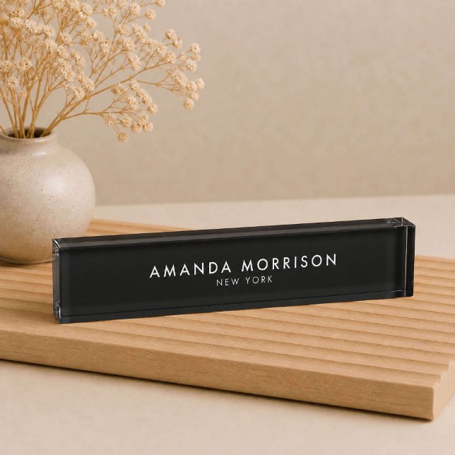 Minimalistischer Luxus Schwarz Namensplakette (Von Creator hochgeladen)