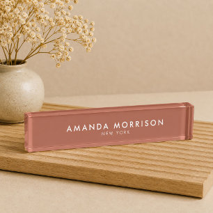 Minimalistischer Luxus Terrakotta Rost Namensplakette