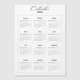 Minimalistischer Magnetkalender 2024 Magnetkarte