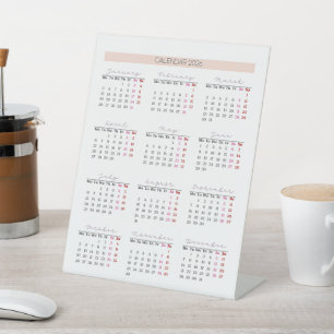Minimalistischer Magnetkalender 2026 Sockelschild