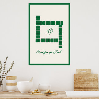 Minimalistischer Mahjong-Club-Wandkunst Poster