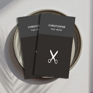 Minimalistischer Manly Grey White Scissor Hair Sty Visitenkarte