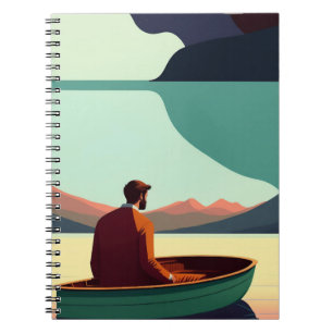 Minimalistischer Mann im Rowboat-Notebook Notizblock