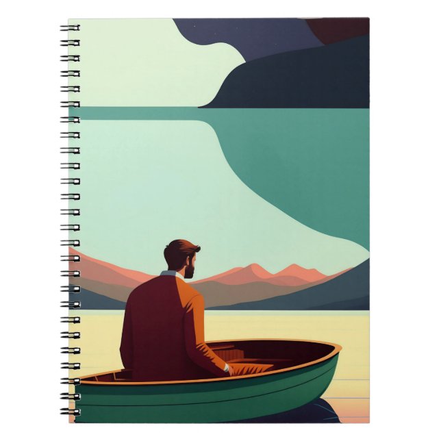 Minimalistischer Mann im Rowboat-Notebook Notizblock (Vorderseite)