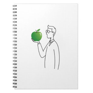 Minimalistischer Mann mit dem grünen Apple-Illustr Notizblock