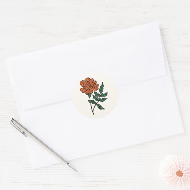Minimalistischer Marigold Wedding Classic Round St Runder Aufkleber (Umschlag)