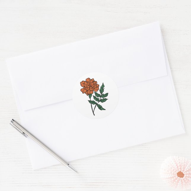 Minimalistischer Marigold Wedding Classic Round St Runder Aufkleber (Umschlag)