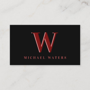 Minimalistischer Maroon Monogram Logo Embossed Eff Visitenkarte