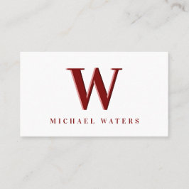 Minimalistischer Maroon Monogram Logo Embossed Eff Visitenkarte
