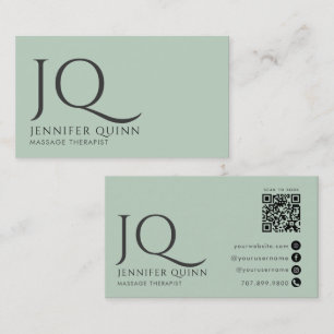 Minimalistischer Massagetherapeut Monogramm QR-Cod Visitenkarte