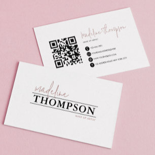 Minimalistischer mauve Typografy Script QR Code Visitenkarte