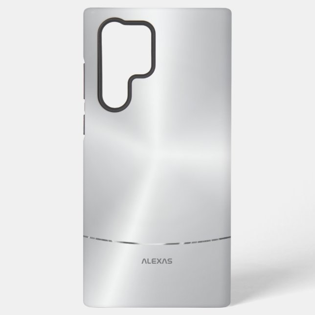Minimalistischer metallischer Silberhintergrund Samsung Galaxy Hülle (Rückseite)