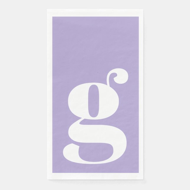 Minimalistischer Mit Monogramm Initial Bold Lavend Serviette (Vorderseite)