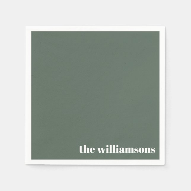 Minimalistischer Mit Monogramm Name Retro Sage Gre Serviette (Vorderseite)