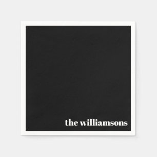 Minimalistischer Mit Monogramm Name Retro Schwarz- Serviette