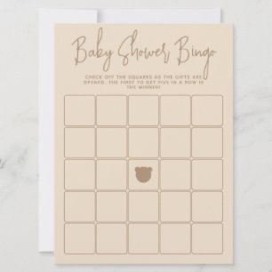 Minimalistischer moderner Bär Baby Shower Bingo Sp Einladung