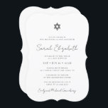 Minimalistischer moderner Bat Mitzvah Star von Dav Einladung<br><div class="desc">Design besteht aus Sans Serif Typografie und spielerischer,  kursiver Schrift Typografie auf einem einfachen Hintergrund. Abrufbar unter: http://www.zazzle.com/store/selectpartysupplies</div>