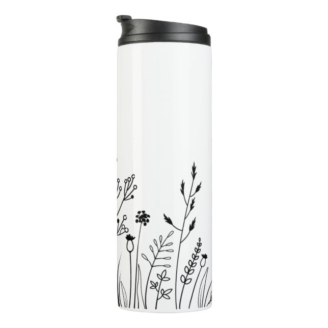 Minimalistischer moderner botanischer Thermaltumbl Thermosbecher (Nach rechts gedreht)