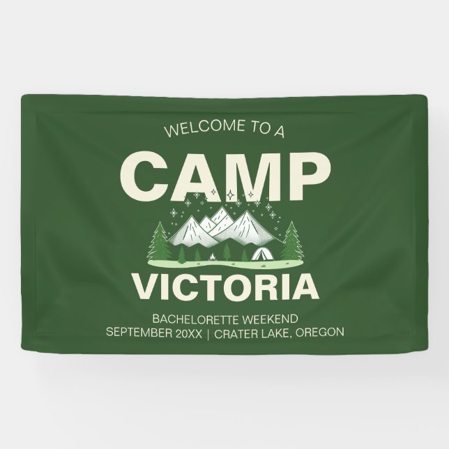 Minimalistischer moderner Camp-Junggeselinnen-Absc Banner (Horizontal)