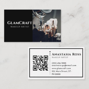 Minimalistischer moderner Chic Bold Black QR Code Visitenkarte