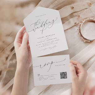 Minimalistischer moderner Chic-Script Elegante Hoc All In One Einladung