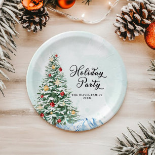 Minimalistischer moderner einfacher Weihnachtsbaum Pappteller