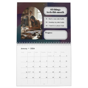 Minimalistischer moderner Ereignisfoto-2026-Meilen Kalender