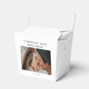 Minimalistischer moderner Foto-Hochzeitsname Datum Geschenkschachtel