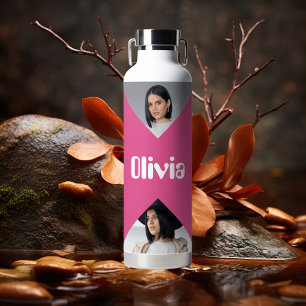 Minimalistischer moderner Fotocollage personalisie Trinkflasche