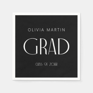 Minimalistischer moderner Grad Napkin mit Namen Serviette