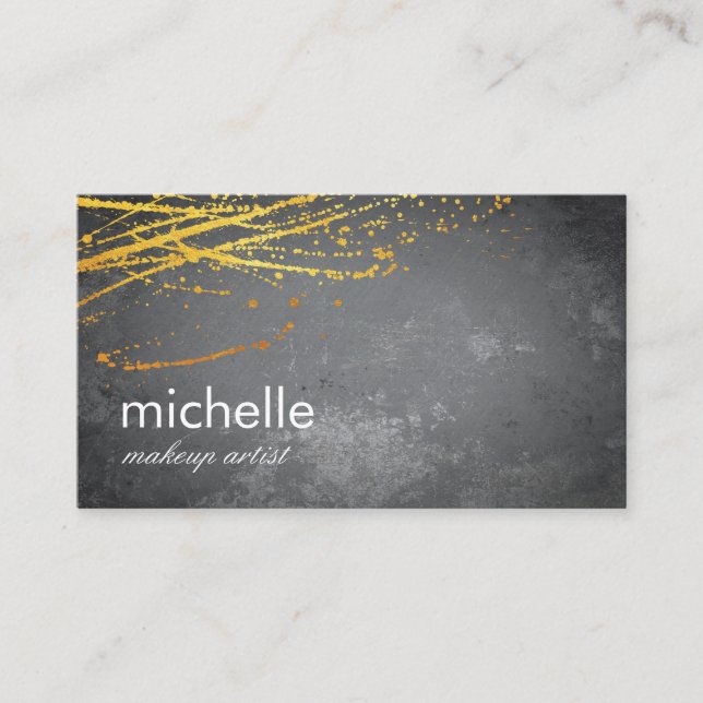 Minimalistischer moderner Grunge Gold Lux Spatter Visitenkarte (Vorderseite)