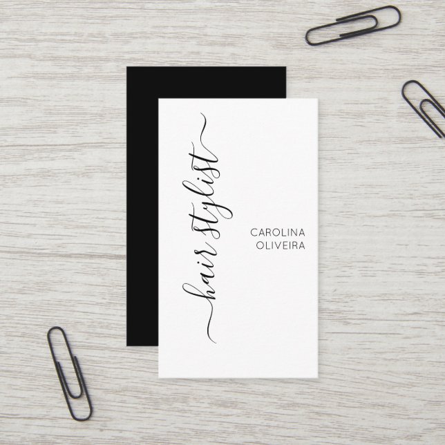 Minimalistischer moderner Haar-Stylist Visitenkarte (Vorderseite/Rückseite Beispiel)