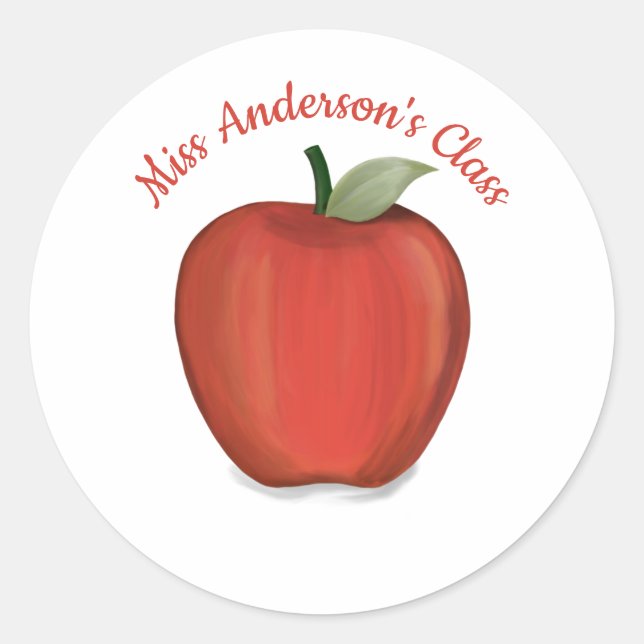 Minimalistischer moderner Lehrer Red Apple Classic Runder Aufkleber (Vorderseite)